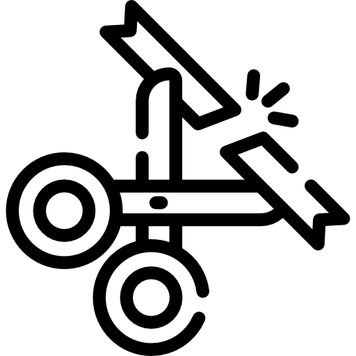 Icon of a pair of scissors cutting cable